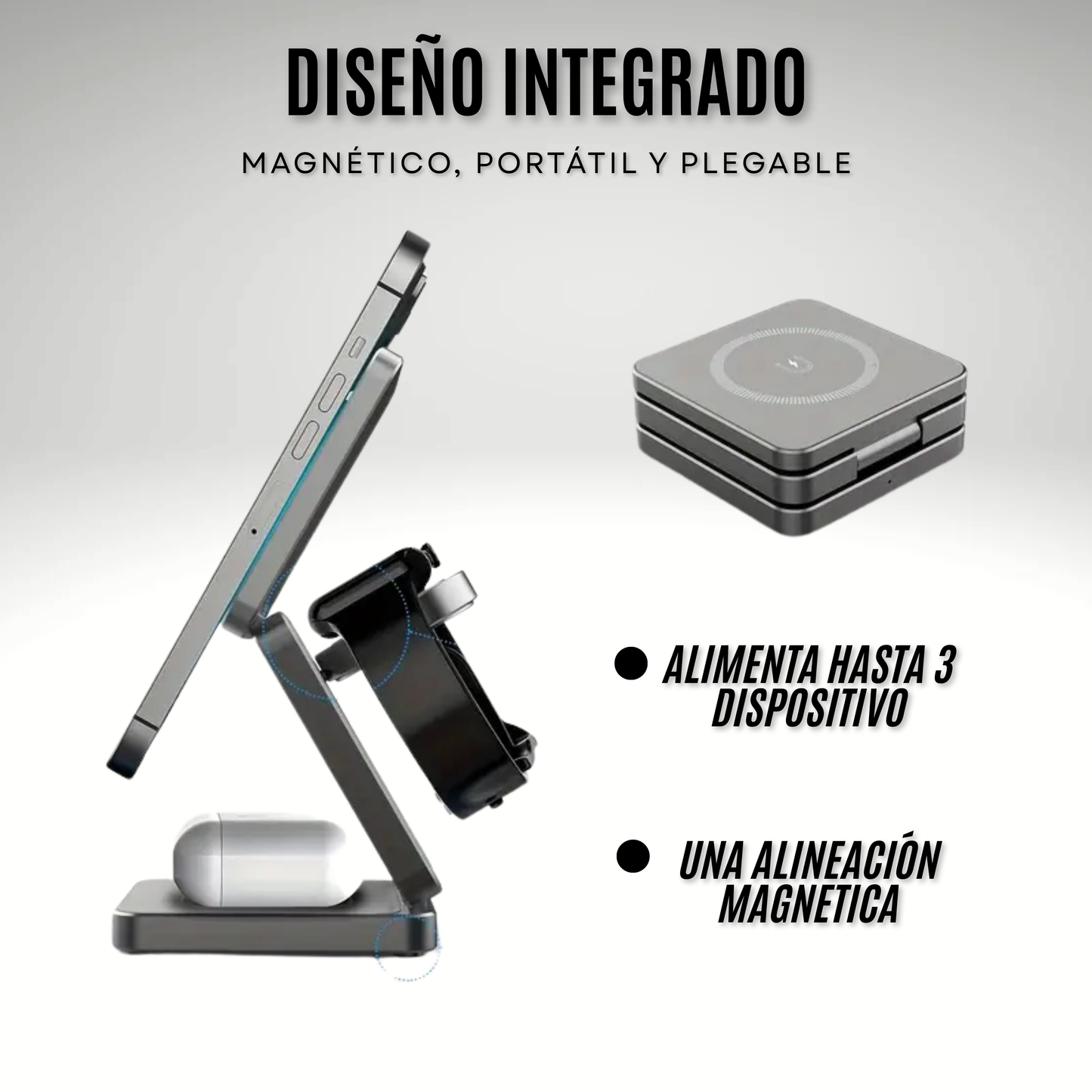 Cargador Inalámbrico Magnético 3 En 1